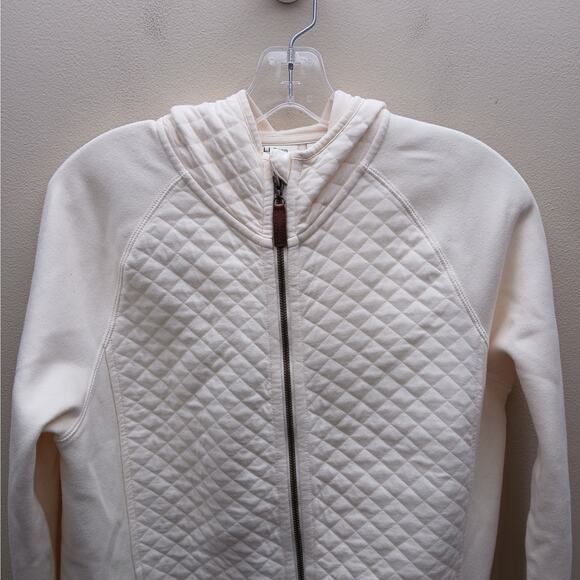 L. L. Bean Long Sleeve Hooded Quilted Full Zip Jacket Cream Size Medium Outdoors - Picture 2 of 11
